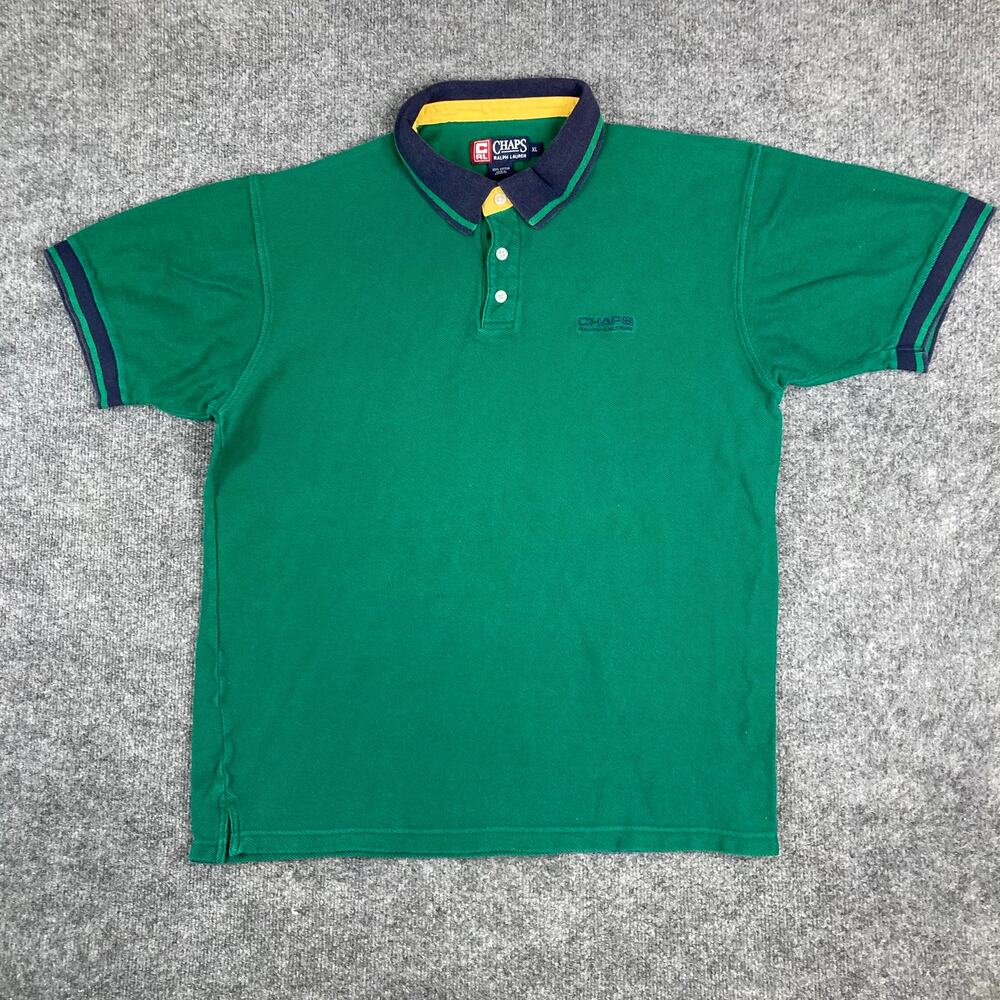 Chaps‎ Ralph Lauren Polo Mens XL Green Short Sleeve Classic Fit Cotton Preppy